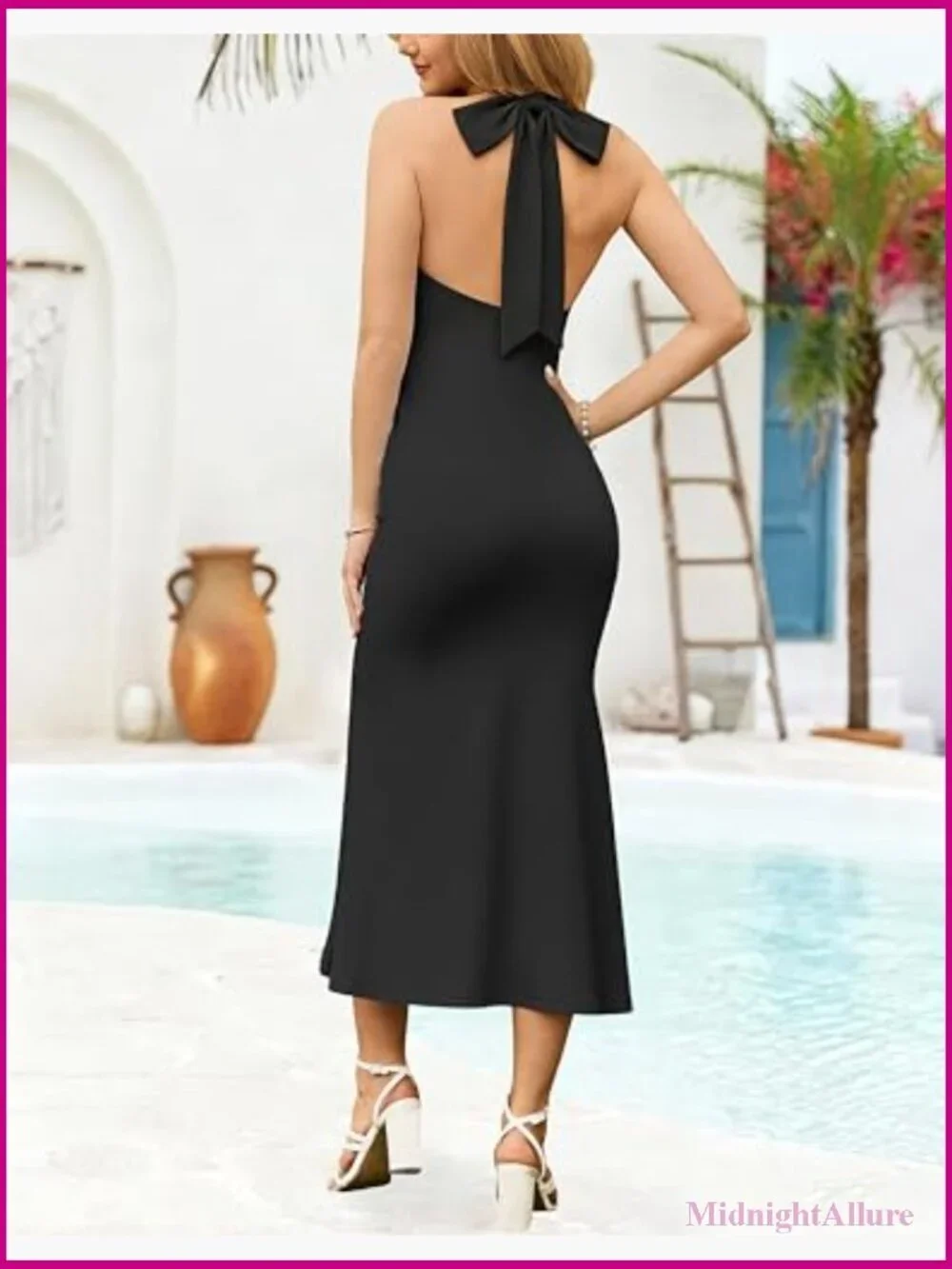 Halter Neck Maxi Dress Sleeveless Backless Ruched Tie Bodycon Long